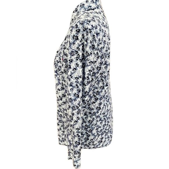 J Jill tab sleeved button front blue floral top, 100% cotton, size S - Picture 4 of 8